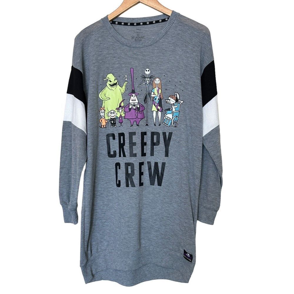 Creepy Crew Nightmare Before Christmas Didn’t Tunic Sweater Grey‎ Black Jack Med